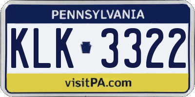 PA license plate KLK3322