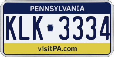 PA license plate KLK3334
