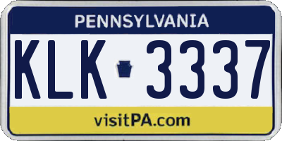 PA license plate KLK3337
