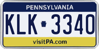 PA license plate KLK3340