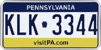 PA license plate KLK3344