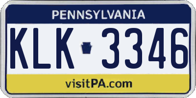 PA license plate KLK3346