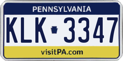 PA license plate KLK3347