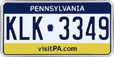 PA license plate KLK3349