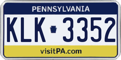 PA license plate KLK3352