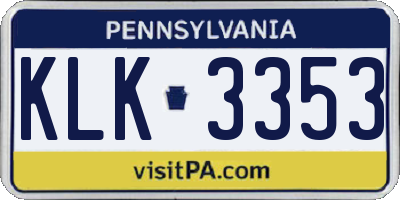 PA license plate KLK3353