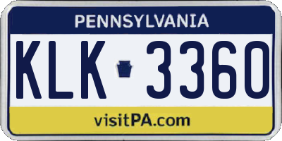 PA license plate KLK3360