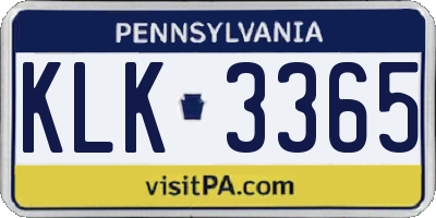 PA license plate KLK3365