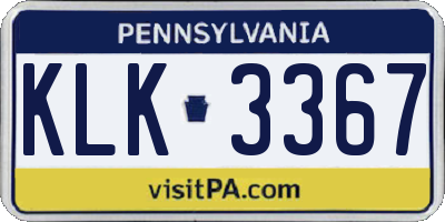 PA license plate KLK3367