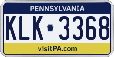 PA license plate KLK3368