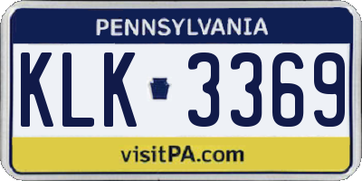 PA license plate KLK3369
