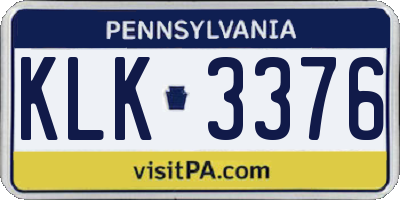 PA license plate KLK3376