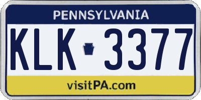 PA license plate KLK3377