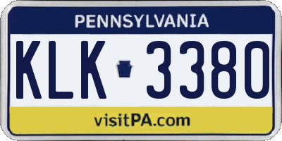 PA license plate KLK3380