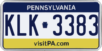PA license plate KLK3383