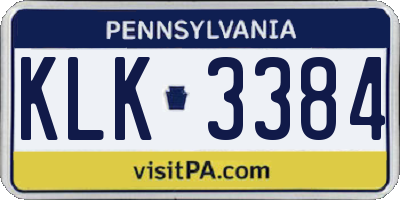 PA license plate KLK3384