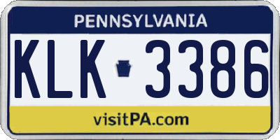 PA license plate KLK3386