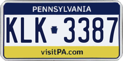 PA license plate KLK3387