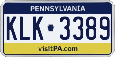 PA license plate KLK3389