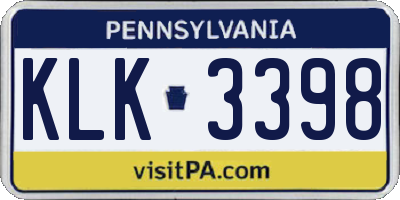 PA license plate KLK3398