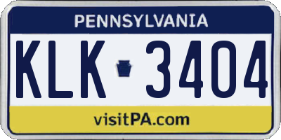 PA license plate KLK3404
