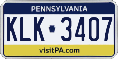 PA license plate KLK3407