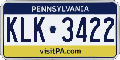 PA license plate KLK3422