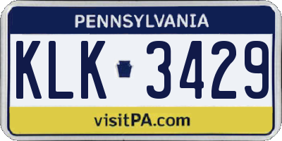 PA license plate KLK3429
