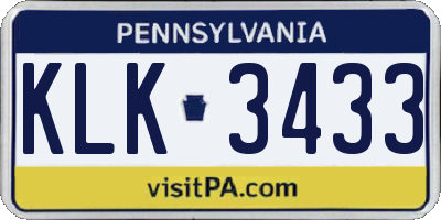 PA license plate KLK3433