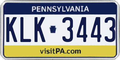PA license plate KLK3443