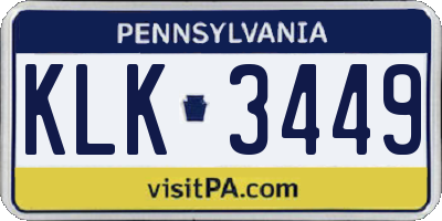 PA license plate KLK3449