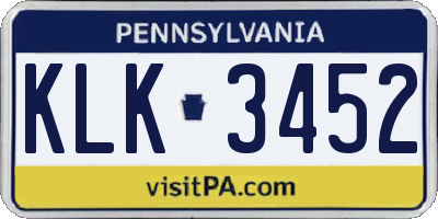 PA license plate KLK3452