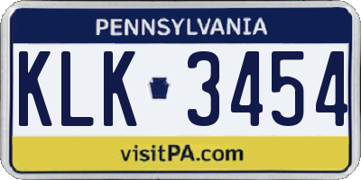 PA license plate KLK3454