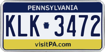 PA license plate KLK3472
