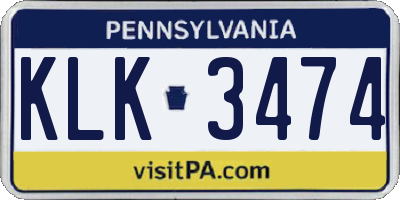 PA license plate KLK3474