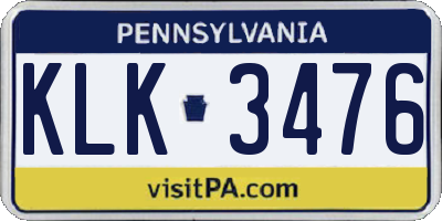 PA license plate KLK3476