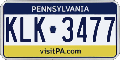PA license plate KLK3477