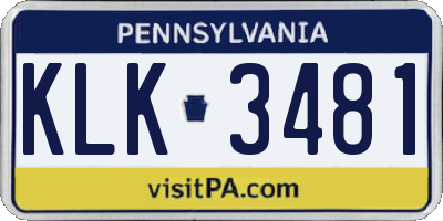 PA license plate KLK3481