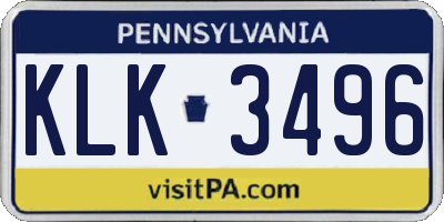 PA license plate KLK3496