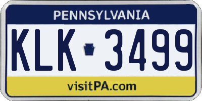 PA license plate KLK3499