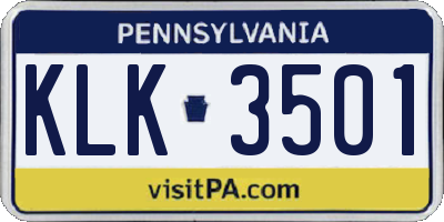 PA license plate KLK3501