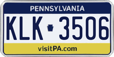 PA license plate KLK3506