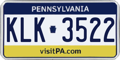 PA license plate KLK3522