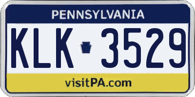 PA license plate KLK3529
