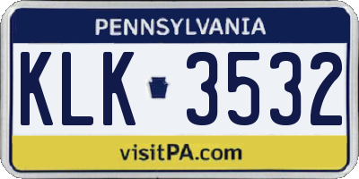 PA license plate KLK3532