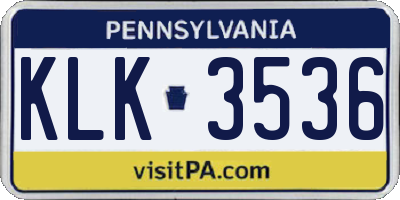 PA license plate KLK3536
