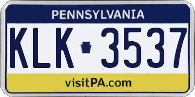 PA license plate KLK3537