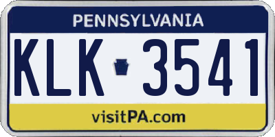 PA license plate KLK3541