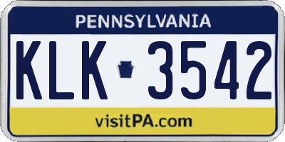 PA license plate KLK3542
