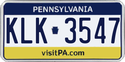 PA license plate KLK3547